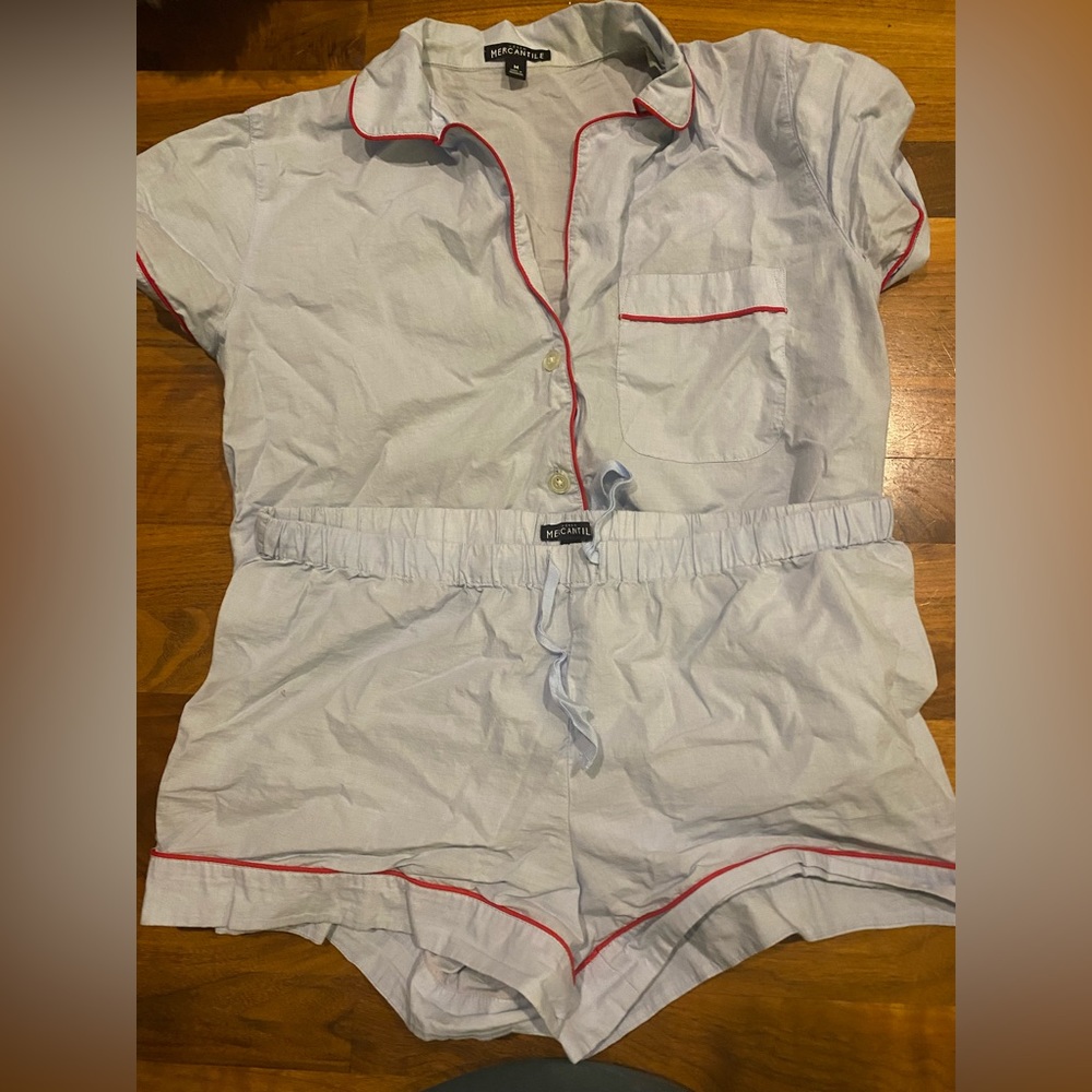 J Crew shirt pajama set Blue size Medium cotton